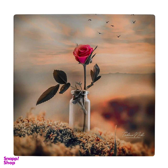 زیر لیوانی طرح گلدان شیشه ای و گل رز کد 4046091_2491