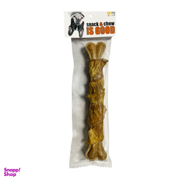 تشویقی سگ شهرپت مدل ایزگود استخوان دورپیچ سیرابی وزن 140 گرم