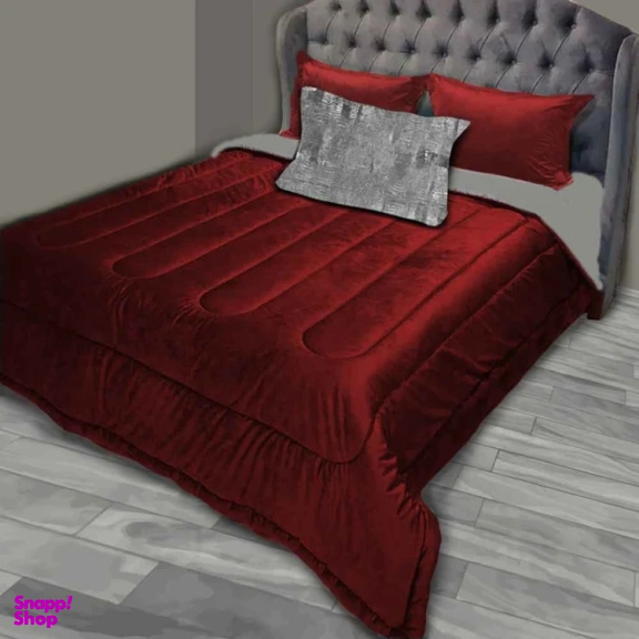 سرویس روتختی دو نفره 7 تکه نوپه هوم مدل مخمل M21 به همراه روبالشی