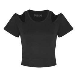 کراپ تیشرت آستین کوتاه زنانه ایزی دو مدل 3843059879 رنگ مشکی