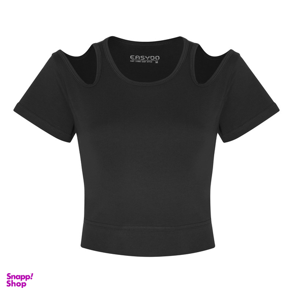کراپ تیشرت آستین کوتاه زنانه ایزی دو مدل 3843059879 رنگ مشکی