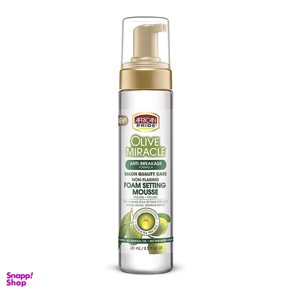 موس حالت دهنده و ضد موخوره مو آفریکن پراید مدل Olive حجم 251 میلی‌لیتر