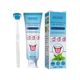 مسواک زبان شور ایلهو به همراه ژل خوش بو کننده دهان حجم 50 میلی لیتر