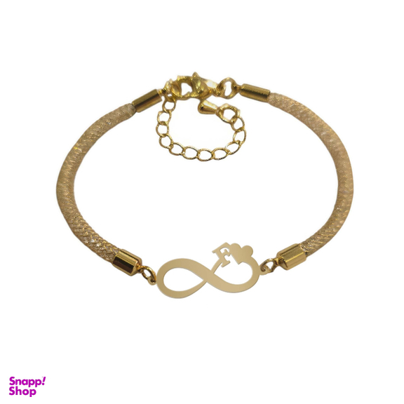 دستبند طلا 750 عیار زنانه شمیم گلد گالری مدل بینهایت و حرف F کد D65-9