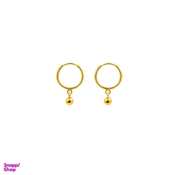 گوشواره حلقه ای طلا 18 عیار زنانه زرلاین مدل گوی آویز کد E-8026