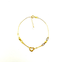 دستبند طلا 18 عیار زنانه طرح قلب کد 1003