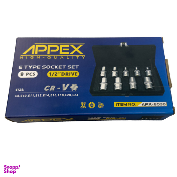 آچار بکس اپکس مدل SMT-ETYPE SOCET SET-9OCS-APX-6038 مجموعه 9 عددی