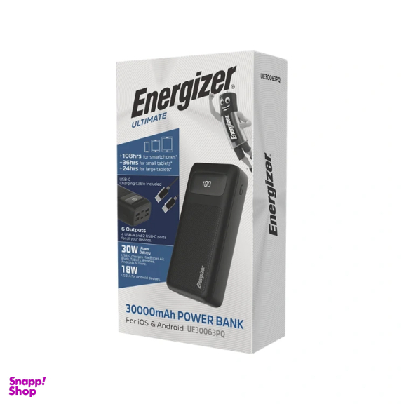 پاوربانک انرجایزر مدل UE30063PQ ظرفیت 30000 میلی آمپر ساعت
