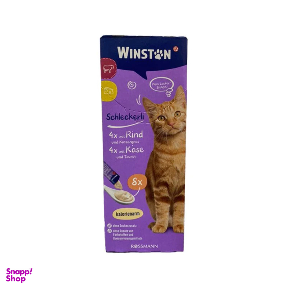 بستنی گربه وینستون طعم گوشت گاو و پنیر بسته 8 عددی