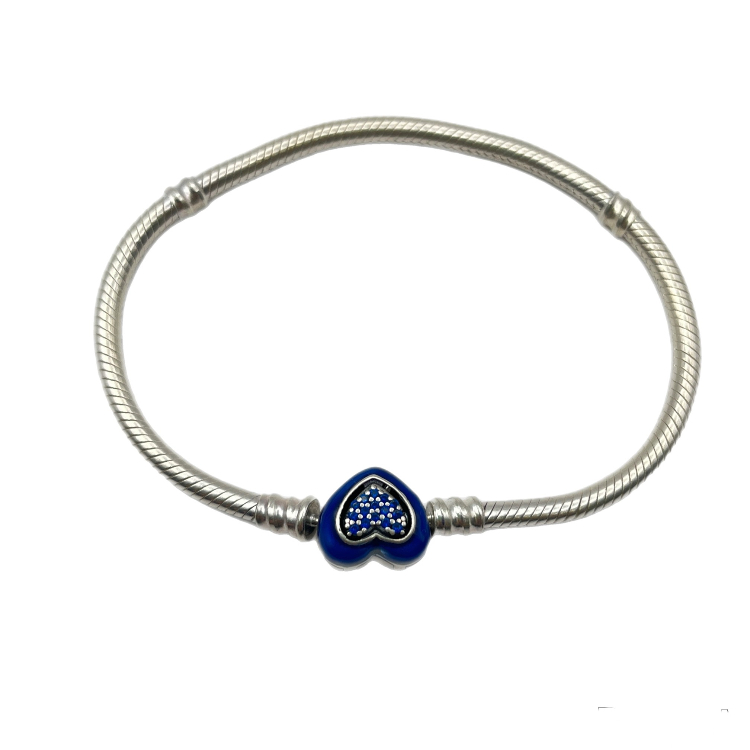 دستبند نقره زنانه پاندورا مدل Sparkling Blue Heart کد 5924