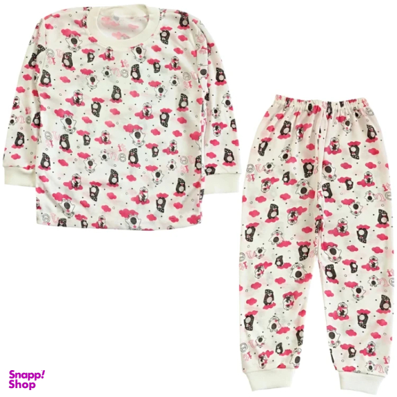 ست تیشرت آستین بلند و شلوار نوزادی مدل پنگوئن کد 4146 رنگ سفید