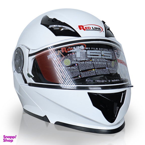 کلاه کاسکت ردلاین مدل 939 رنگ سفید براق به همراه کاور