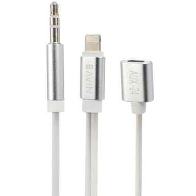 کابل 3 کاره Jack 3.5mm به Lightning باوین مدل AUX-24 طول 1.2 متر