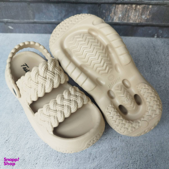 صندل زنانه پاپا مدل بافت دار نصر کد 128511 رنگ کرم