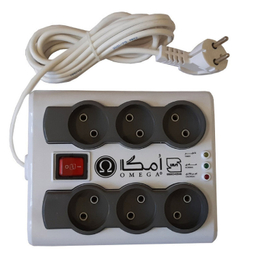 محافظ ولتاژ و چندراهی برق امگا مدل P6000 مجموعه 2 عددی