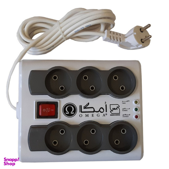محافظ ولتاژ و چندراهی برق امگا مدل P6000 مجموعه 2 عددی