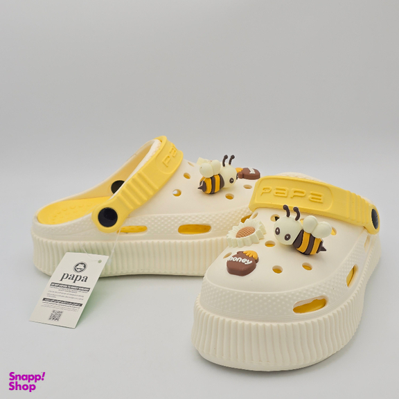 صندل بچگانه پاپا مدل کراکس کد 25335 رنگ کرم زرد