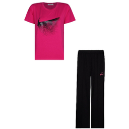 ست تیشرت و شلوار زنانه لوینت مدل نایکی کد 6403 رنگ سرخابی