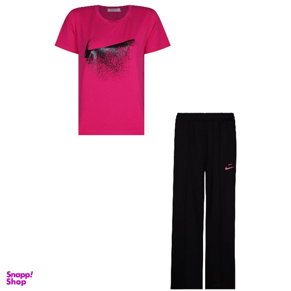 ست تیشرت و شلوار زنانه لوینت مدل نایکی کد 6403 رنگ سرخابی