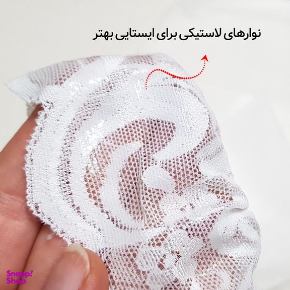 جوراب ساق بلند زنانه ماییلدا مدل لبه گیپوری کد 4927-4445 رنگ سفید