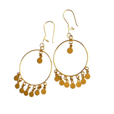 گوشواره طلا 18 عیار زنانه مدل حلقه ای پولکی کد 0045
