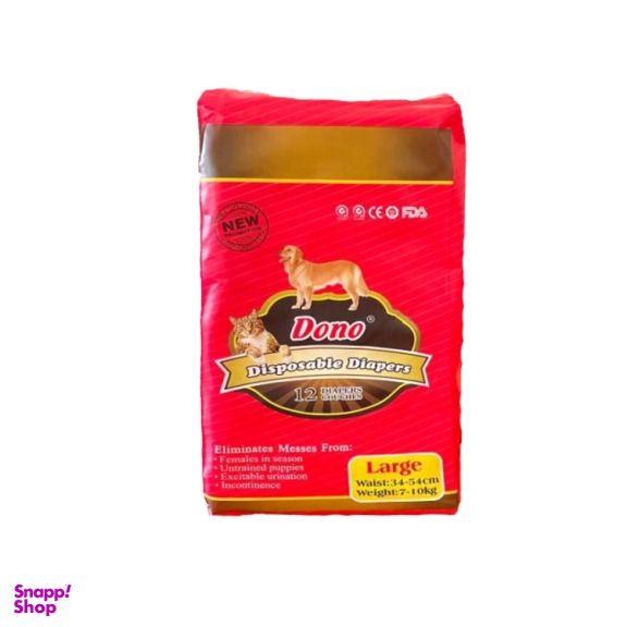 پوشک یکبار مصرف سگ و گربه دونو مدل Diapers سایز L بسته 12 عددی