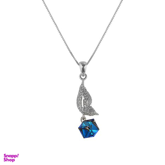 گردنبند نقره زنانه سواروسکی مدل پروانه و مکعب ظریف کد 69322
