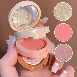 پالت رژ گونه و هایلایتر میس لارا مدل چرخشی شماره 01 مجموعه 3 عددی