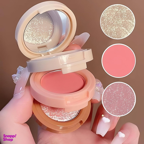 پالت رژ گونه و هایلایتر میس لارا مدل چرخشی شماره 01 مجموعه 3 عددی