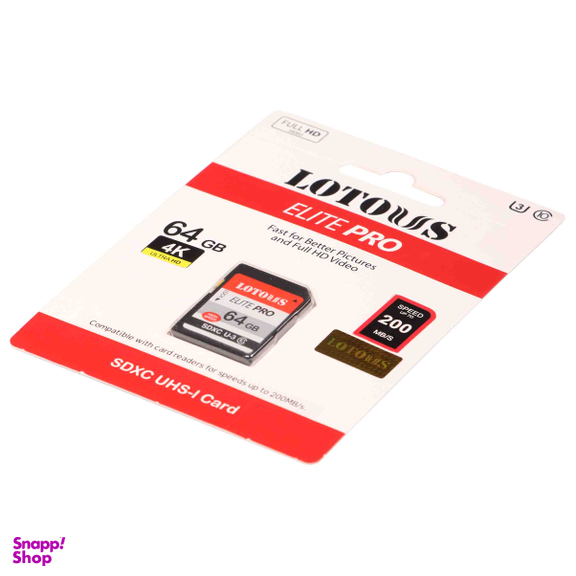 کارت حافظه SDXC لوتوس مدل Elite Pro کلاس 10 استاندارد UHS-I U3  ظرفیت 64 گیگابایت