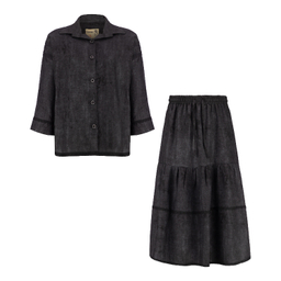 ست شومیز و دامن زنانه السانا مدل شارونا کد 219801 رنگ مشکی