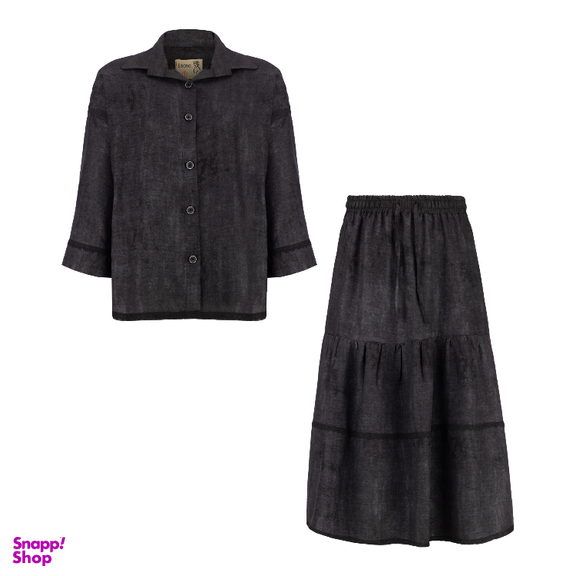 ست شومیز و دامن زنانه السانا مدل شارونا کد 219801 رنگ مشکی