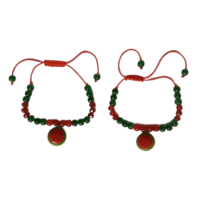 دستبند مرواریدی دخترانه طرح هندوانه ای کد 31310 مجموعه ۲ عددی