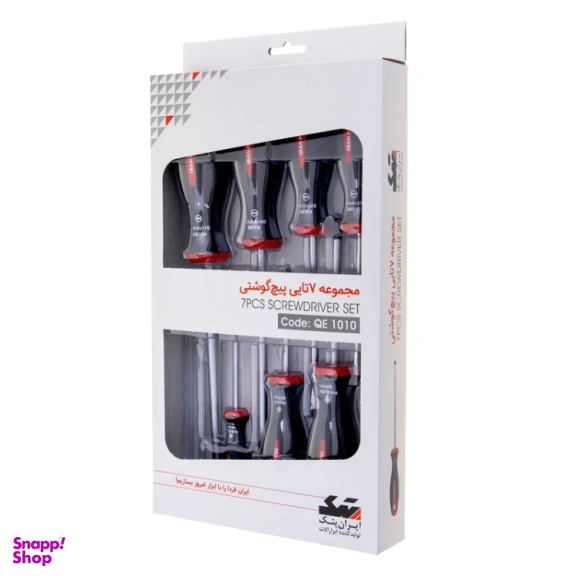 ست پیچ گوشتی دوسو و چهارسو ایران پتک مدل QE1010 مجموعه 7 عددی