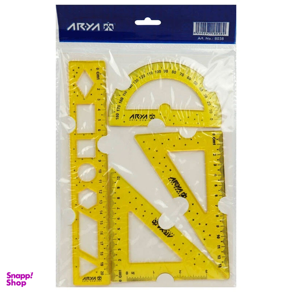 ست خط کش و گونیا آریا مدل 8038 مجموعه 4 عددی