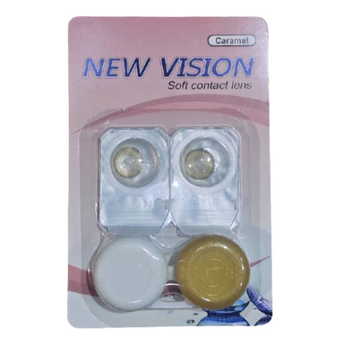 لنز چشم روزانه نیوویژن رنگ کاراملی شماره 110 به همراه جالنزی