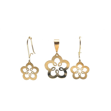 نیم ست طلا 18 عیار زنانه حسام گالری مدل گل کد S13