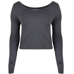 کراپ‌ تیشرت آستین بلند زنانه کانتکس مدل 249014521 رنگ طوسی