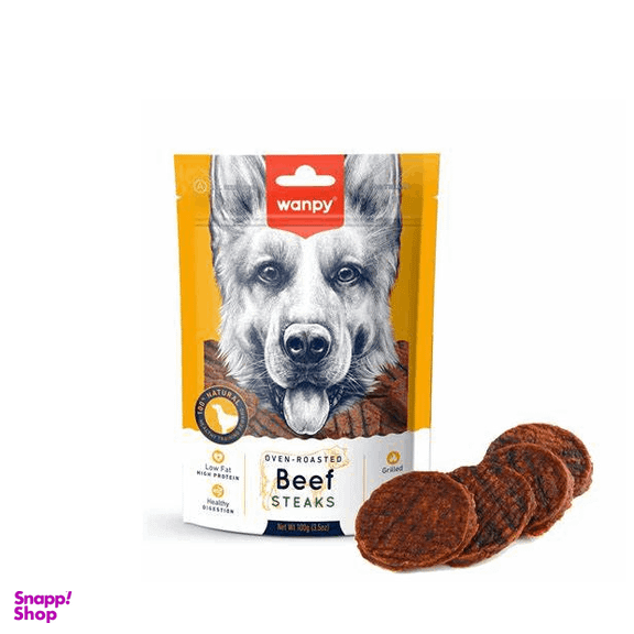 تشویقی سگ ونپی مدل Beef Steaks وزن 100 گرم