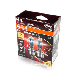 لامپ هالوژن اسرام پایه H4 مدل نایت بریکر لیزر 220 درصد بسته 2 عددی