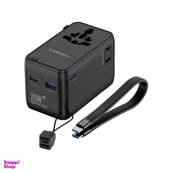 آداپتور یونیورسال و پاوربانک 2500 وات پاورولوژی کد PWCUQC054BK ظرفیت 4000 میلی آمپر ساعت