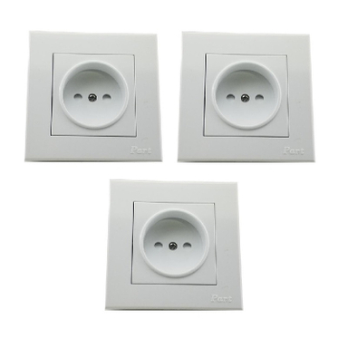 پریز توکار بدون ارت پارت الکتریک مدل تابش بسته 3 عددی