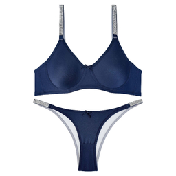 ست شورت و سوتین زنانه نوشه پوش مدل فنردار توری کد 90102 رنگ سرمه ای