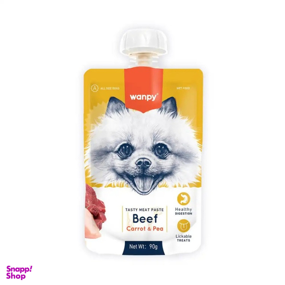 پودینگ سگ ونپی طعم بیف هویج و نخود فرنگی وزن 90 گرم