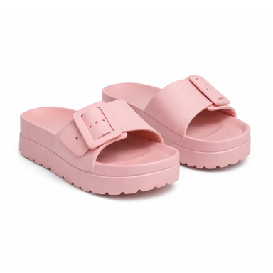 دمپایی اسلیپر سیلیکونی زنانه طرح تک سگک رنگ کالباسی