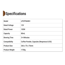 اسپرسوساز قابل حمل لپرسو مدل PORTABREW LPCFFM4IN1BK