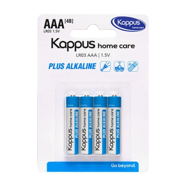باتری نیم قلمی کاپوس مدل Home Care Plus Alkaline AAA بسته 4 عددی