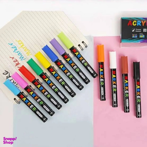 ماژیک اکرلیک 12 رنگ ام اند جی مدل AP12 کد 12366