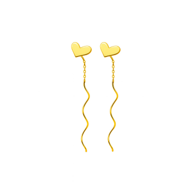 گوشواره بخیه ای طلا 18 عیار زنانه زرلاین مدل قلب کد E-500042