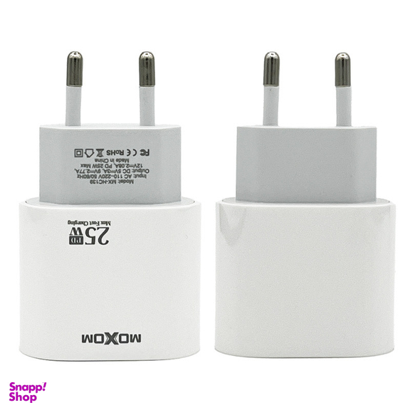 شارژر دیواری 25 وات موکسوم مدل MX-HC139 به همراه کابل تبدیل usb-C